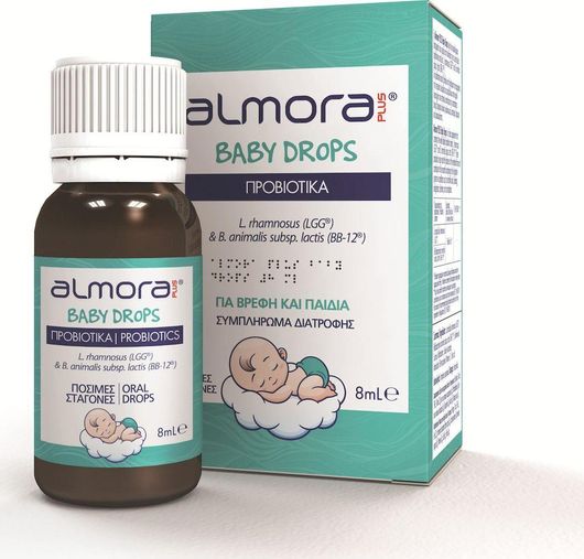 almora PLUS® Baby Drops Προβιοτικά για Βρέφη σε Σταγόνες για την Aνακούφιση των Βρεφικών Κολικών & την Υγεία του Γαστρεντερικού 8ml