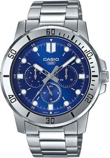 Ανδρικό Ρολόι Casio MTP-VD300D-2E με Μεταλλικό Μπρασελέ Ασημί