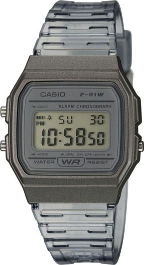 Γυναικείο Ρολόι Casio F-91WS-8EF Collection με Λουράκι από Καουτσούκ Ασημί