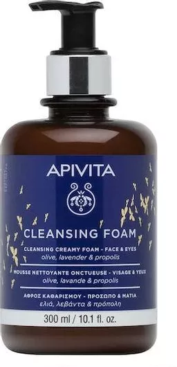 Αφρός Καθαρισμού Προσώπου & Ματιών Apivita Olive, Lavender & Propolis 300ml