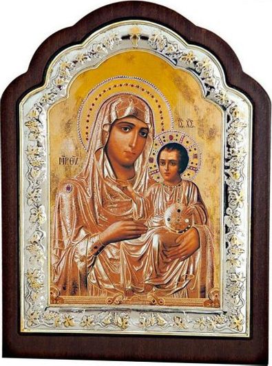 Εικόνα Παναγία Ιεροσολυμίτισσα 1853 Μεταξοτυπία σε Καμβά 20x27cm