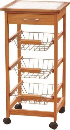 Τρόλει Κουζίνας Ankor Ξύλινο Μπεζ 3 Θέσεων 37x37x76cm