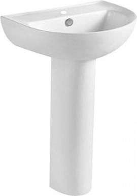 Νιπτήρας Μπάνιου Pyramis Drenia Επιτοίχιος με Κολόνα Πορσελάνης 54.5x43.5cm Λευκό