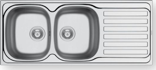 Νεροχύτης Κουζίνας Maidtec Derby 2B 1D Ένθετος Inox Σατινέ 116x50cm Ασημί