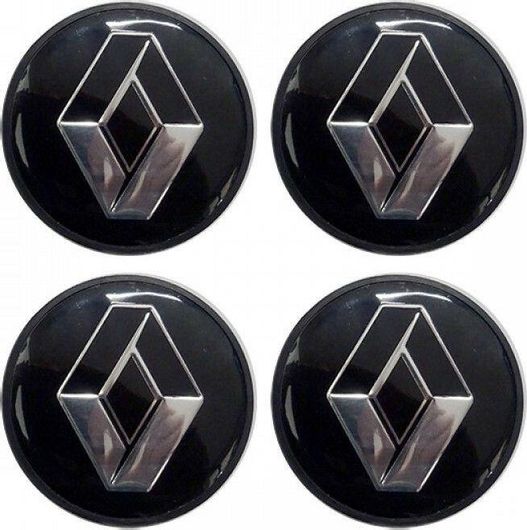 Τάπες Κέντρου Ζάντας Americat Renault 56mm 4τμχ Χρώμιο / Μαύρο