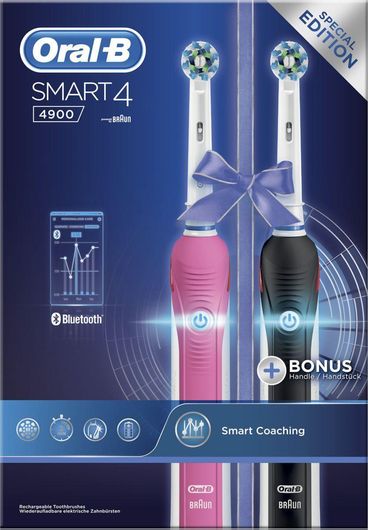 Oral-B Smart 4 4900 Duo Pack Ηλεκτρική Οδοντόβουρτσα με Χρονομετρητή και Αισθητήρα Πίεσης