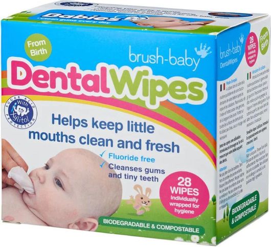 Μαντηλάκια Δοντιών Brush Baby Δαχτύλου Dental Wipes για 0+ Μηνών 28τμχ