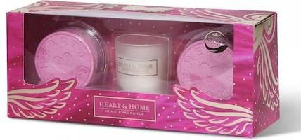 Αρωματικό Κερί Σόγιας Heart & Home 31150001 Gr Mini Candle & Bath Bomb Σετ 3τμχ
