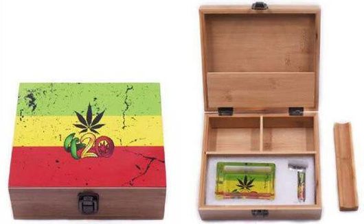 Κουτί Αποθήκευσης Ξύλινο 420 Rasta 19x17x7cm & Σταχτοδοχείο & Πιπάκι