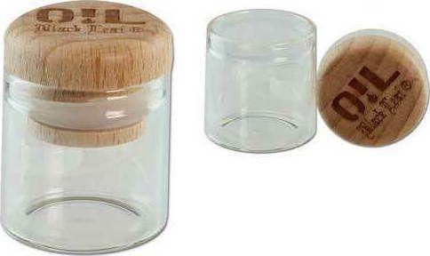 Βάζο Γυάλινο Black Leaf Oil Jar 10ml με Ξύλινο Καπάκι / Αεροστεγές Κλείσιμο