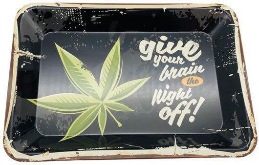 Rolling Tray Μεταλλικός Δίσκος Give your Brain / Mini 18x12cm