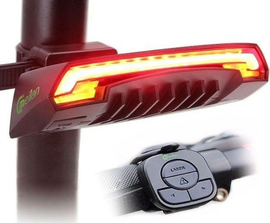 Φως Ποδηλάτου 6134 Επαναφορτιζόμενο Οπίσθιο Ασύρματο Laser με USB & Φλας με Χειριστήριο