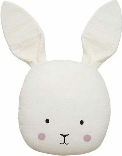 Διακοσμητικό Μαξιλάρι Κούνιας Jabadabado "Κουνελάκι" Χειροποίητο 27x45cm Λευκό