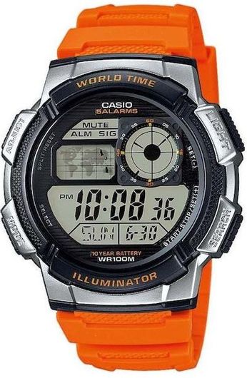 Ανδρικό Ρολόι Casio Standard Ψηφιακό Χρονογράφος Μπαταρίας με Καουτσούκ Λουράκι Πορτοκαλί