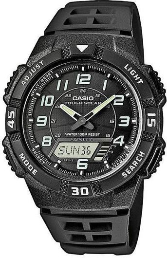 Ανδρικό Ρολόι Casio Solar με Καουτσούκ Λουράκι Μαύρο EF