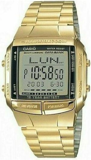 Ανδρικό Ρολόι Casio DB-360G-9ADF με Μεταλλικό Μπρασελέ 37.7cm Χρυσό
