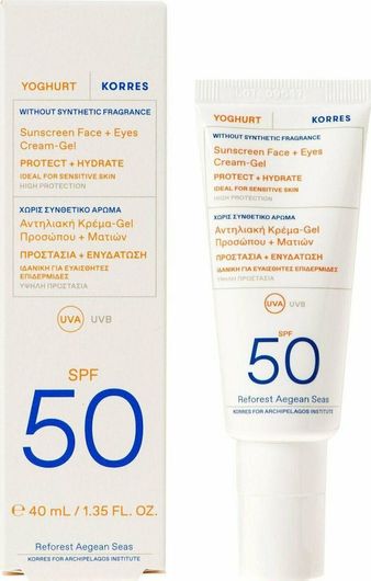 Korres Yoghurt Face + Eyes Αδιάβροχη Αντηλιακή Κρέμα Προσώπου SPF50 40ml