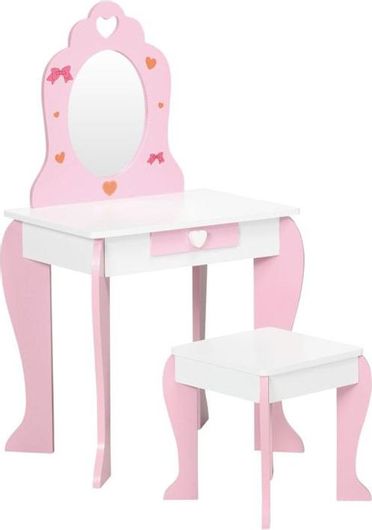 Μπουντουάρ Zonekiz 316-007V00PK Παιδικό Ξύλινο με Καθρέπτη & Σκαμπό 50x36.5x89.5cm