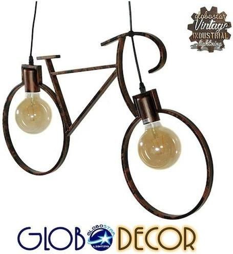 GloboStar BIKE Κρεμαστό Φωτιστικό Καφέ με Ντουί E27 67x41εκ.