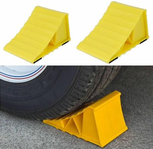 Τάκοι Ρόδας Αυτοκινήτου Autoline Πλαστικοί 21x12x11.5cm 2τμχ Κίτρινο