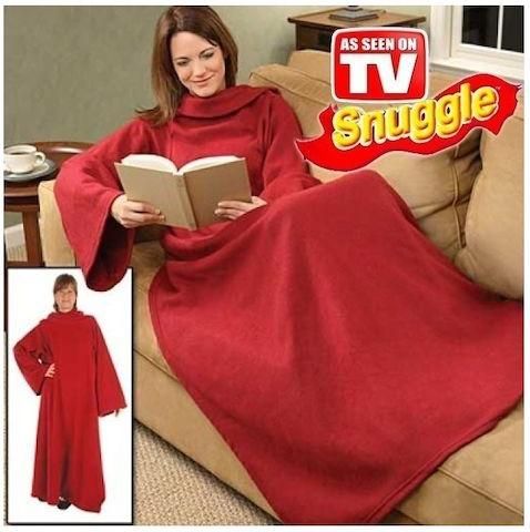 Snuggie Κουβέρτα Fleece με Μανίκια 135x175εκ. Snuggle Κόκκινη