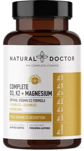 Natural Doctor Complete D3, K2 & Magnesium Βιταμίνη για Ενίσχυση του Ανοσοποιητικού & την Υγεία των Οστών 60 φυτικές κάψουλες