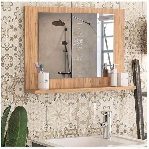 Καθρέφτης Μπάνιου Megapap Devlin Μελαμίνη 60x10x45cm Pine Oak