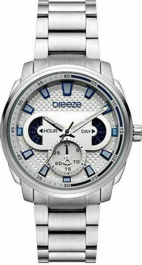 Ανδρικό Ρολόι Breeze 612102.1 με Μεταλλικό Μπρασελέ Ασημί
