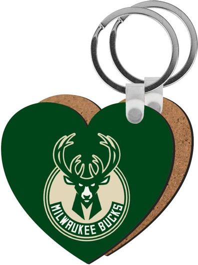 Μπρελόκ Ξύλινο MDF Καρδιά Milwaukee Bucks