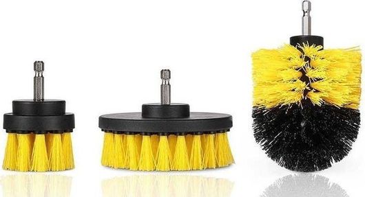 Βούρτσες Καθαρισμού CLN-0014 Μεταλλικές Περιστρεφόμενες Δραπάνου Κίτρινες 3τμχ