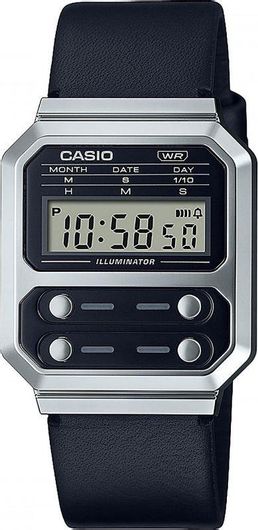 Ανδρικό Ρολόι Casio A-100WEL-1AEF με Δερμάτινο Λουράκι Μαύρο