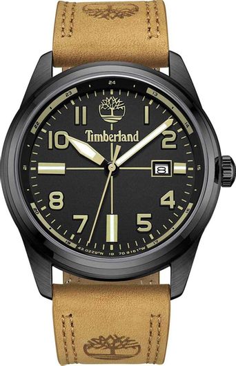 Ανδρικό Ρολόι Timberland TDWGB2230701 με Δερμάτινο Λουράκι 46mm Καφέ