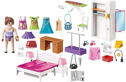 Παιχνιδολαμπάδα Playmobil Dollhouse Υπνοδωμάτιο Ατελιέ Ραπτικής για 4+ Ετών #70208