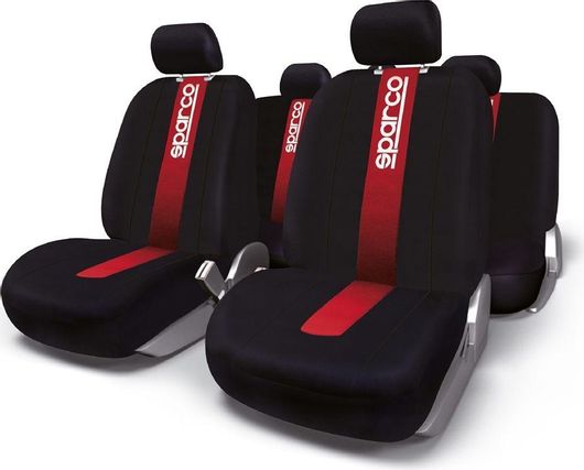 Καλύμματα Αυτοκινήτου Sparco Σετ 4τμχ Πολυεστερικά Classic Μαύρο / Κόκκινο