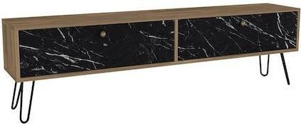 Έπιπλο Τηλεόρασης ArteLibre Ξύλινο Drima Φυσικό / Μαύρο Μ160xΠ30xΥ45cm