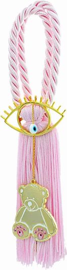 Παιδικό Φυλαχτό B054 από Ασήμι με Σχέδιο Ματάκι & Αρκουδάκι για Κορίτσι