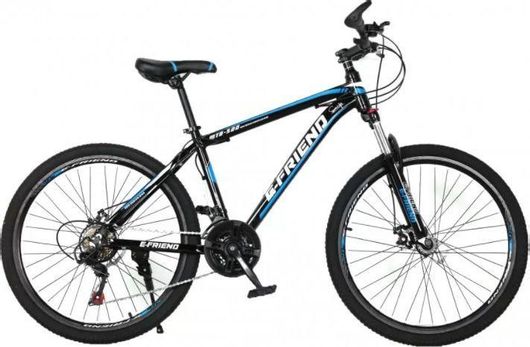Ποδήλατο E-Friend DA526G 26" με Πιρούνι Lock Out Mountain Bike με 21 Ταχύτητες & Μηχανικά Δισκόφρενα Μαύρο / Μπλε