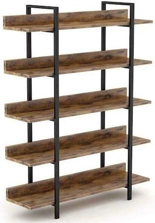 Βιβλιοθήκη Pakoworld 197-000035 Almond 119x27x185cm Καρυδί/Μαύρο