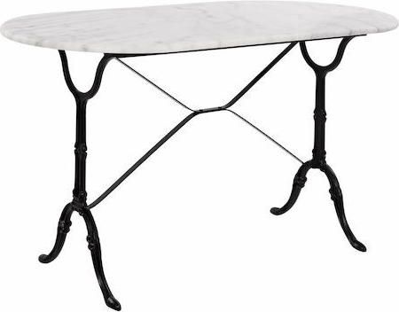 Τραπέζι Κήπου / Βεράντας HomeMarkt Εξωτερικού Χώρου Μαρμάρινο με Σκελετό από Μαντέμι Λευκό 120x59x72cm