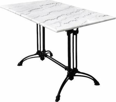 Τραπέζι Κήπου / Βεράντας HomeMarkt Εξωτερικού Χώρου Μαρμάρινο με Σκελετό από Μαντέμι Λευκό 110x70x71cm