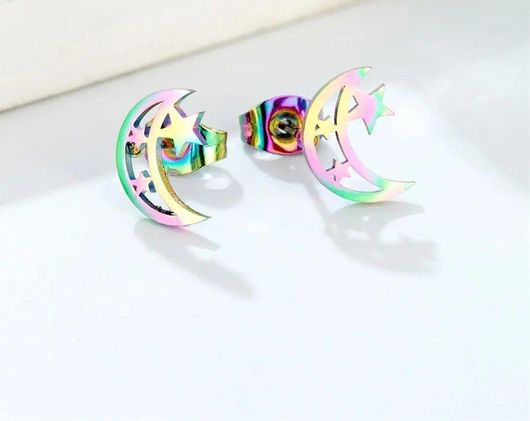 Παιδικά Σκουλαρίκια fgr821 από Ατσάλι Υποαλλεργικά Φεγγαράκια