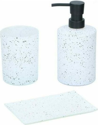 Αξεσουάρ Μπάνιου Alpina 19615 Γυάλινο Λευκό Σετ 3τμχ