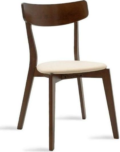 Καρέκλα Κουζίνας Pakoworld Rubber Ξύλινη Μπεζ 45.5x51.5x77cm