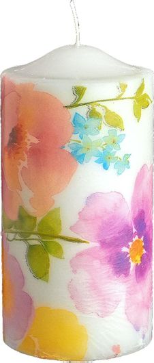 Κερί JK Home Decoration Φλοράλ 7Χ15CΜ Πολύχρωμο