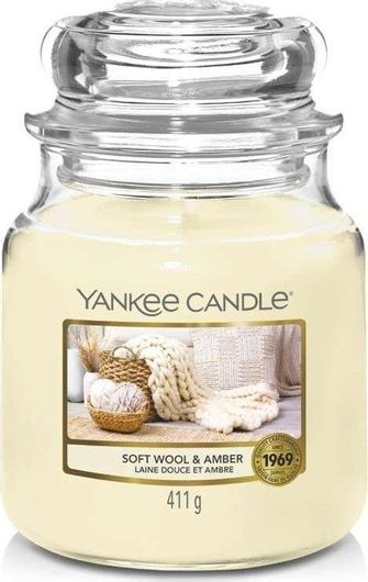 Αρωματικό Κερί Yankee Candle σε Βάζο Soft Wool and Amber 411gr