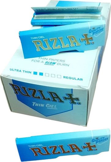 Χαρτάκια Στριφτού Rizla Thin Σιέλ 60 Φύλλα 50τμχ