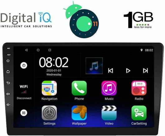 Ηχοσύστημα Αυτοκινήτου Digital IQ Universal 2DIN Bluetooth/USB/WiFi/GPS με Οθόνη Αφής 9"