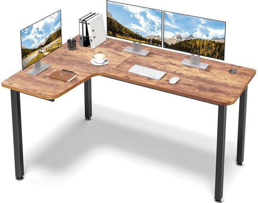 Γραφείο Eureka Ergonomic ERK-CD-L01L-60VP Γωνιακό με Μεταλλικά Πόδια 155.4x110x76.2cm Καφέ