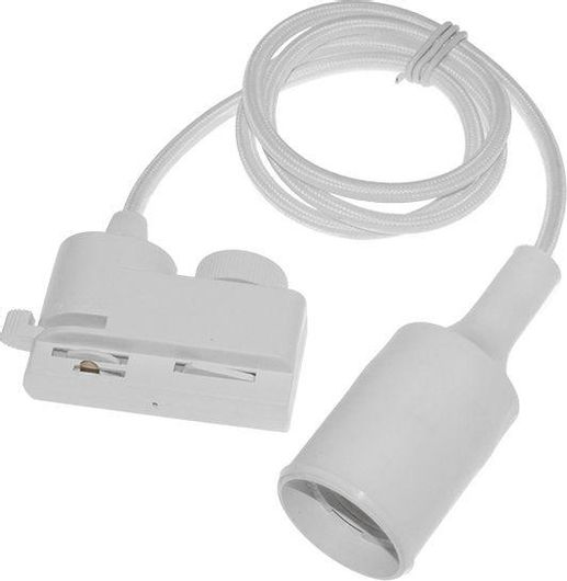 Σύνδεσμος Ράγας GloboStar Φωτιστικών Μονοφασικός 2 Καλωδίων 1m Υφασμάτινο Καλώδιο E27 για Σποτ Λευκό 93126