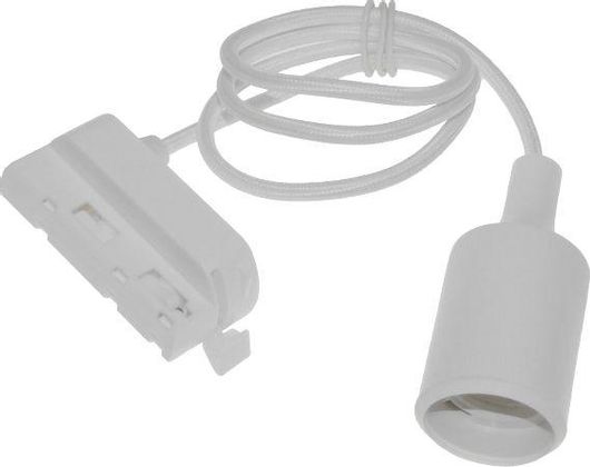 Σύνδεσμος Ράγας GloboStar Φωτιστικών Διφασικός 3 Καλωδίων 1m Υφασμάτινο Καλώδιο E27 για Σποτ Λευκό 93128
